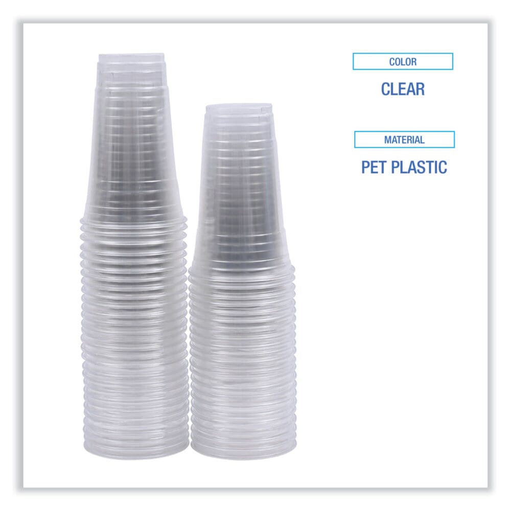 Clear Plastic Cold Cups, 24 oz, PET, 50 Cups/Sleeve, 12 Sleeves/Carton - Image 2