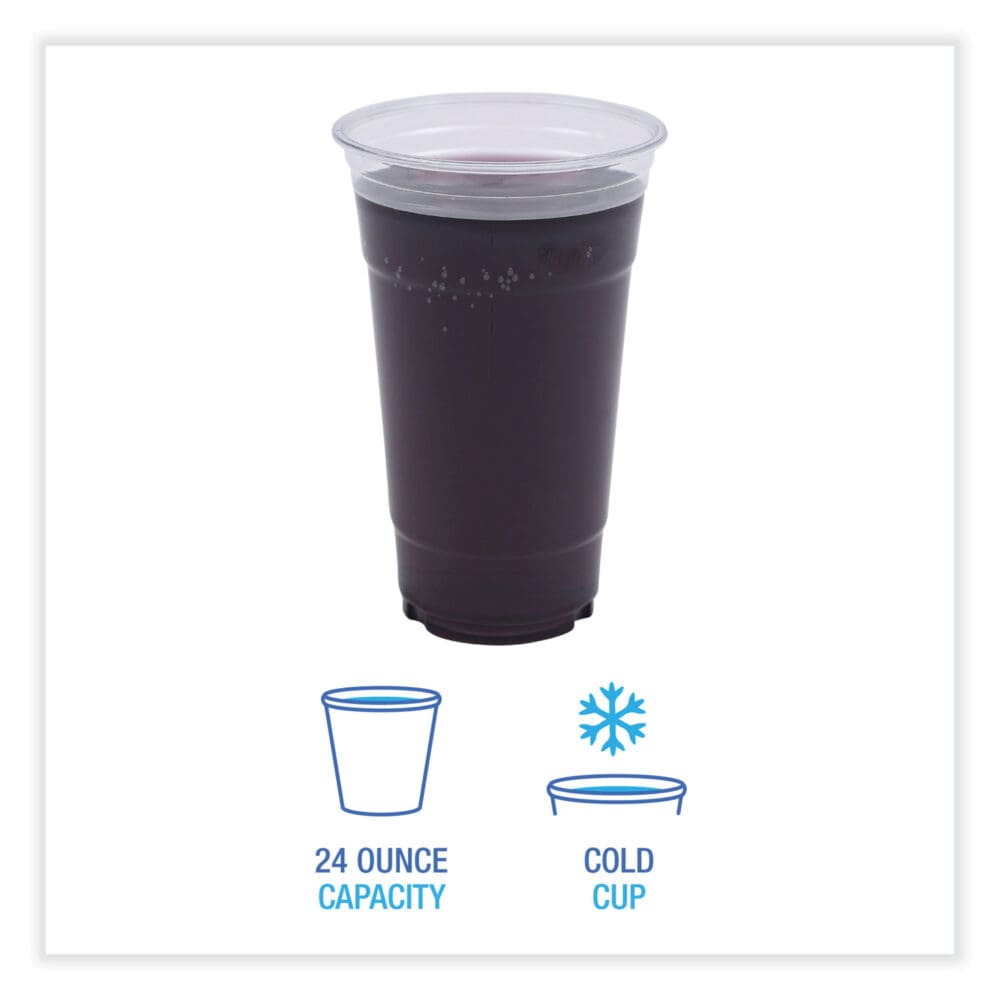 Clear Plastic Cold Cups, 24 oz, PET, 50 Cups/Sleeve, 12 Sleeves/Carton - Image 3