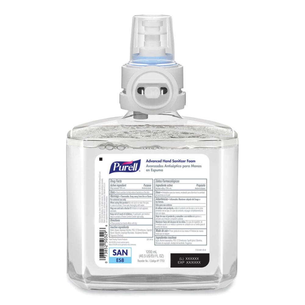 Advanced Hand Sanitizer Foam, For ES8 Dispensers, 1,200 mL, Clean Scent, 2/Carton - Image 11