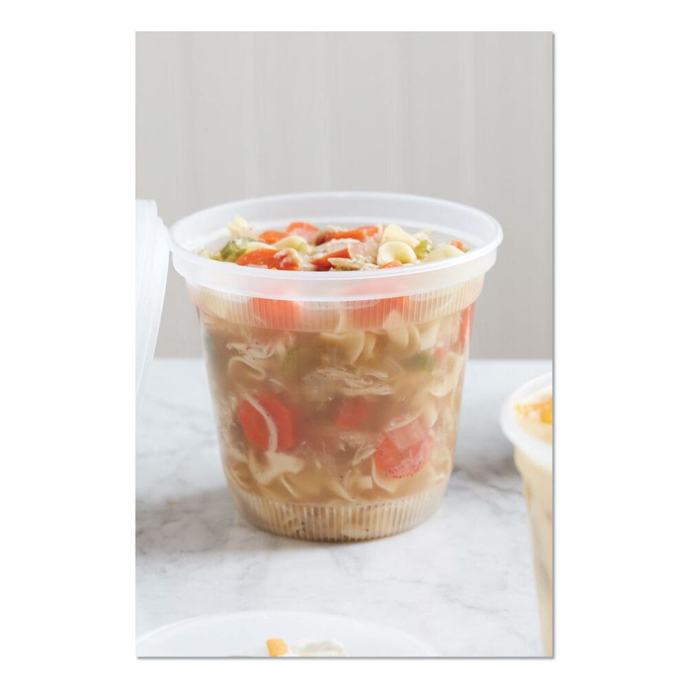 Newspring DELItainer Microwavable Container, 32 oz, 5.5 x 5.5 x 4.9, Clear, Plastic, 200/Carton - Image 4