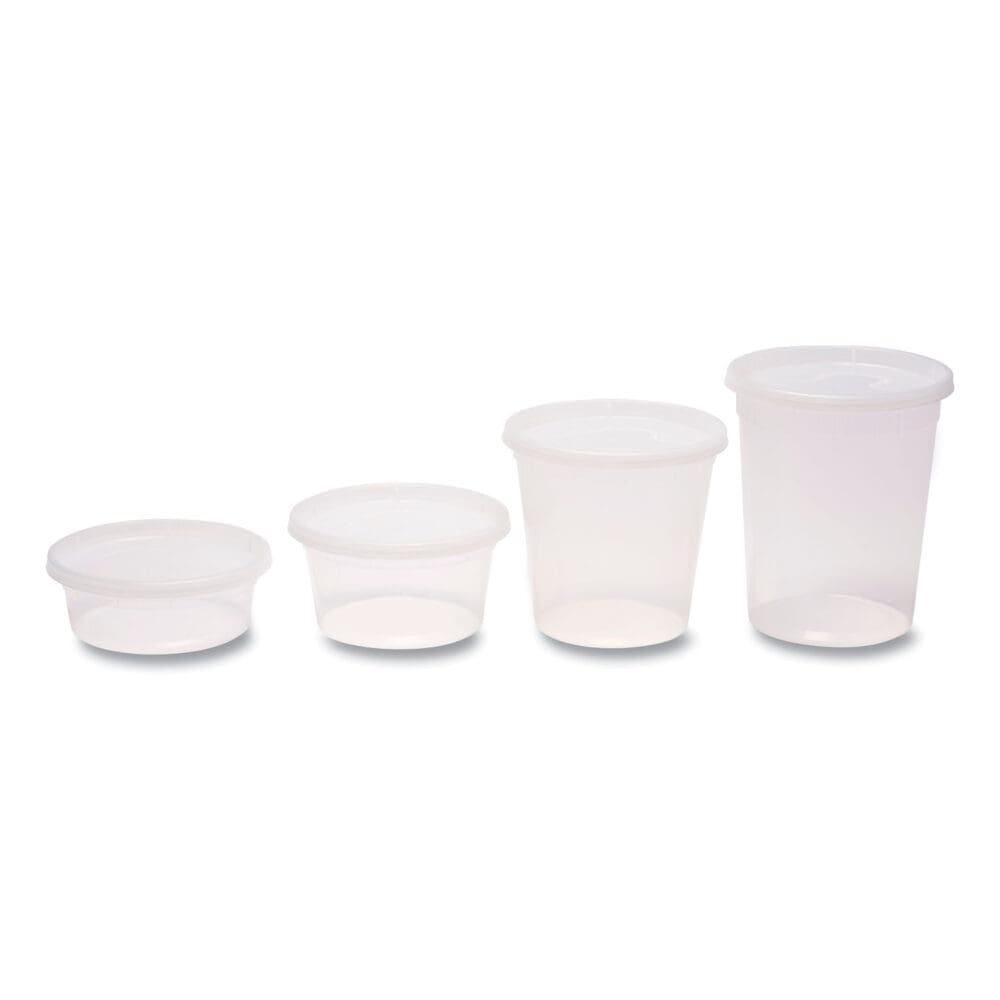 Plastic Deli Containers with Lid, 16 oz, Clear, Plastic, 240/Carton - Image 4