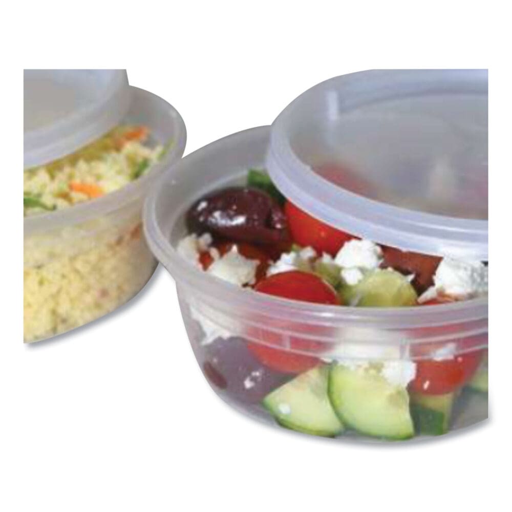 Plastic Deli Container with Lid, 8 oz, Clear, Plastic, 240/Carton - Image 2