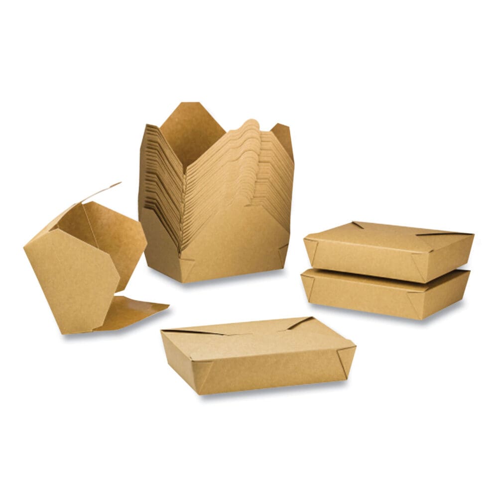 Reclosable Kraft Take-Out Box, 54 oz, Paper, 200/Carton - Image 4