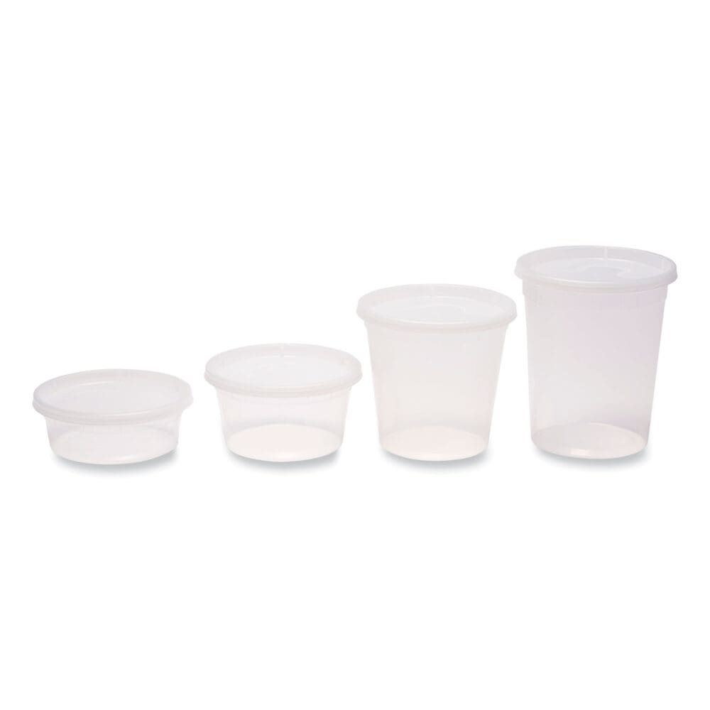 Plastic Deli Container with Lid, 24 oz, Clear, Plastic, 240/Carton - Image 2