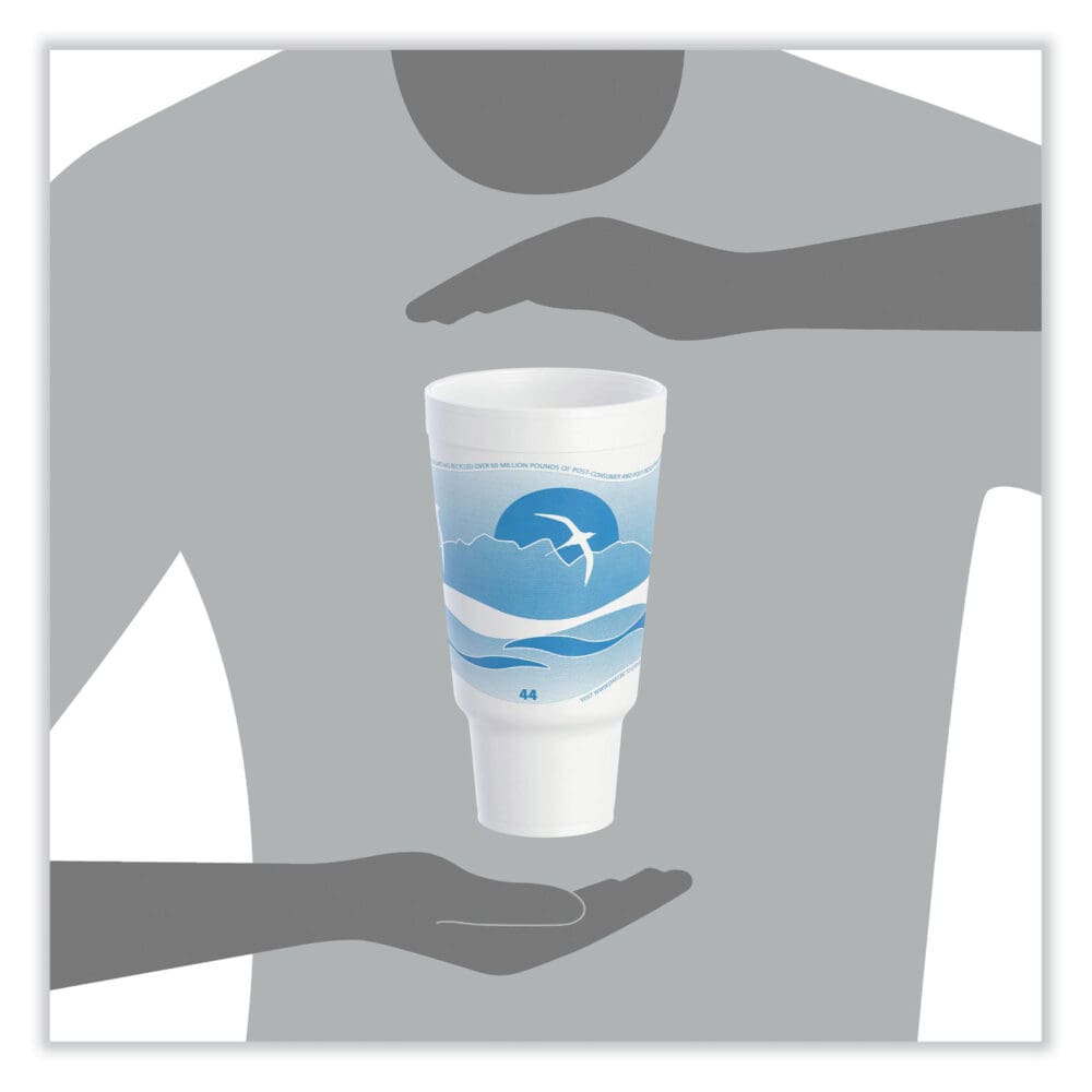 Horizon Hot/Cold Foam Drinking Cups, 44 oz, Ocean Blue/White, 15/Bag, 20 Bags/Carton - Image 3