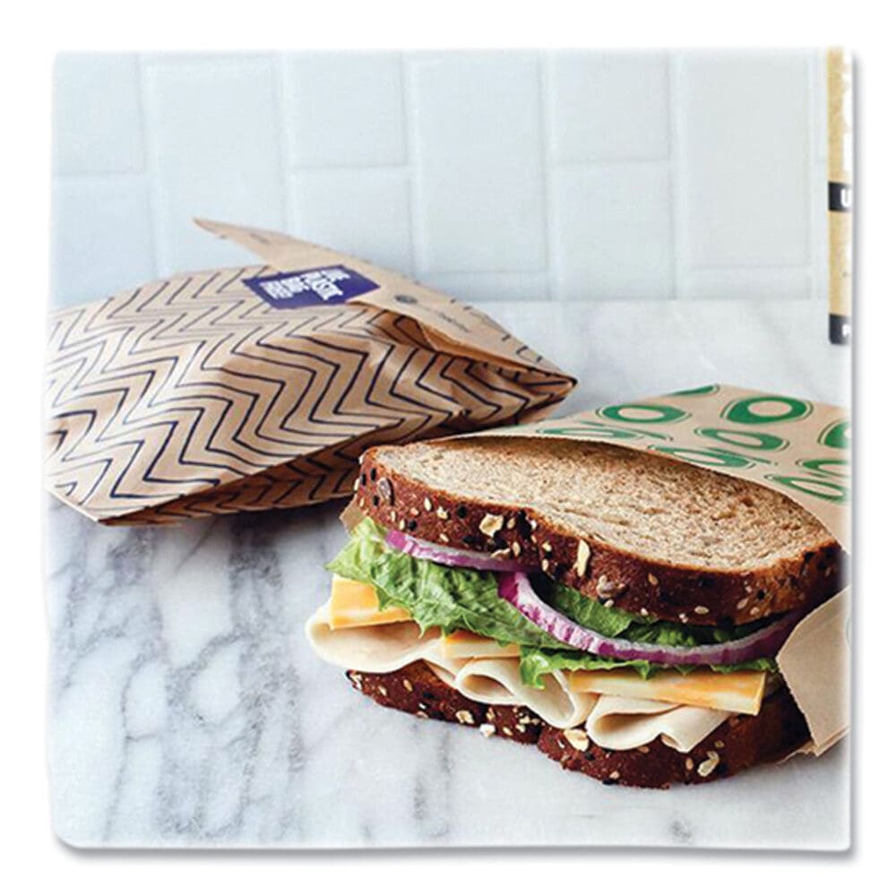 XL Sandwich Bag with Resealable Stickers, 7.1 x 2 x 9.1, Kraft with Black Chevron Pattern, 50/Box - Image 7