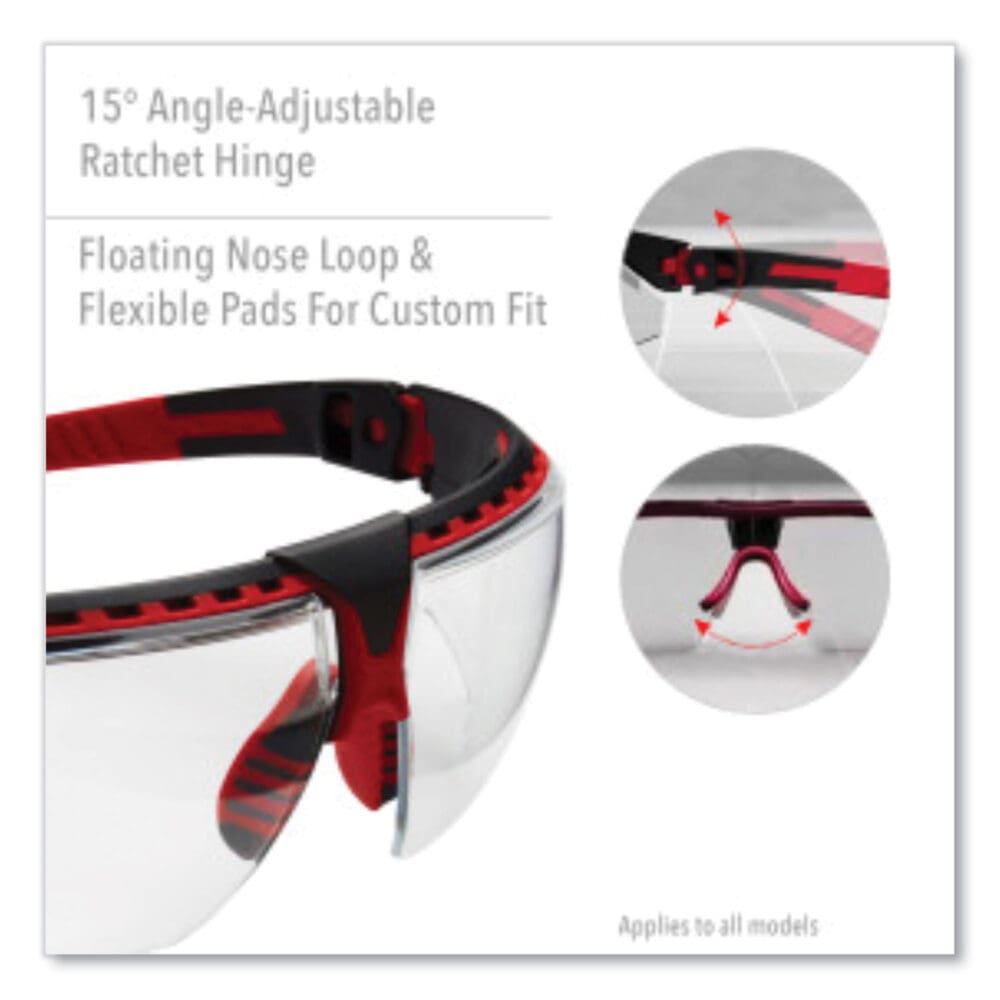 Avatar Safety Glasses, Red/Black Polycarbonate Frame, Clear Polycarbonate Lens - Image 4