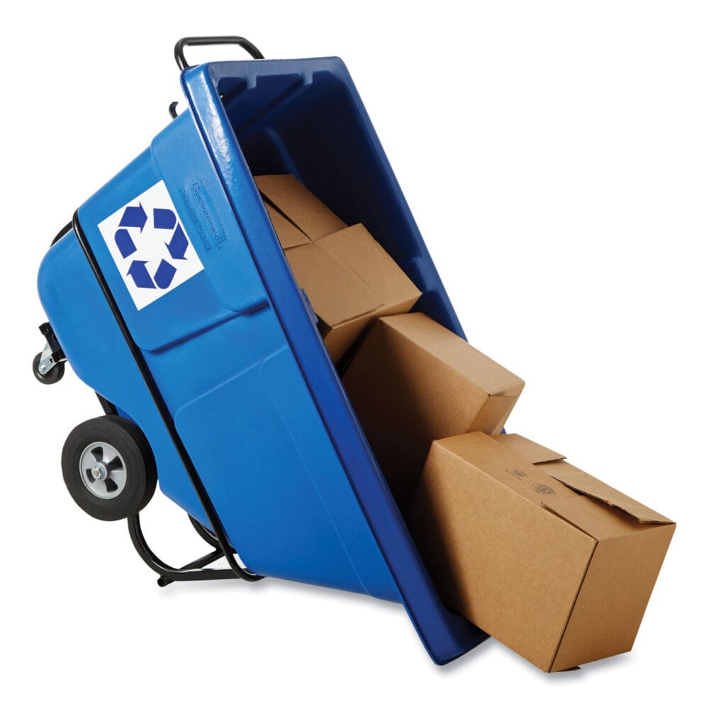 Rotomolded Recycling Tilt Truck, 1 cu yd, 1,250 lb Capacity, Plastic/Steel Frame, Blue - Image 3