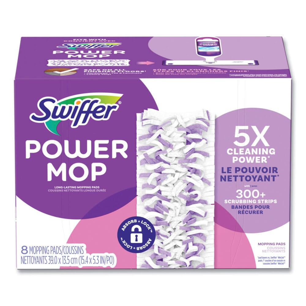 PowerMop Mopping Pads, 15.4 x 5.3, 8/Box, 2 Boxes/Carton - Image 6