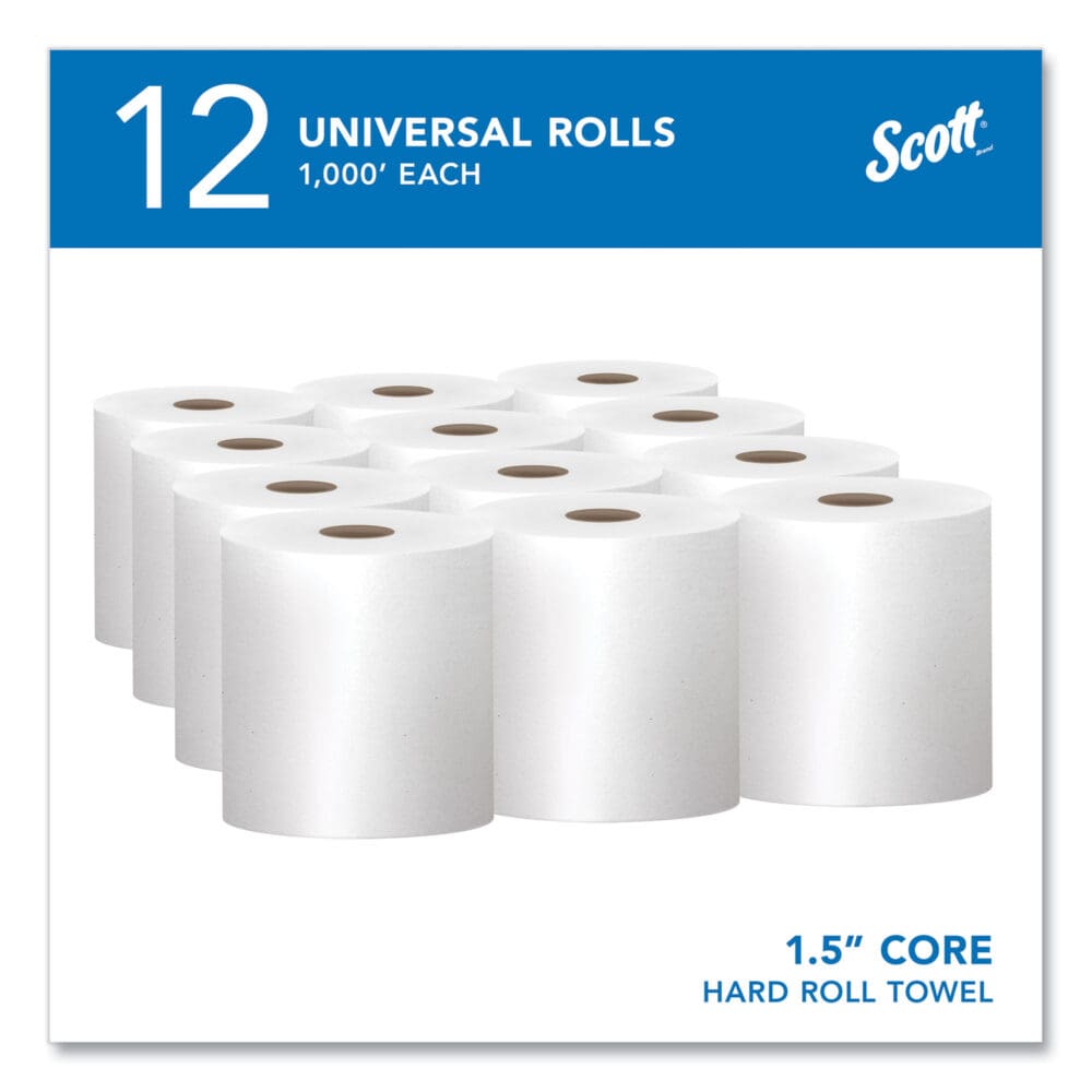 Essential High Capacity Hard Roll Towels for Business, Absorbency Pockets, 1-Ply, 8" x 1,000 ft, 1.5" Core, White,12 Rolls/CT - Image 11