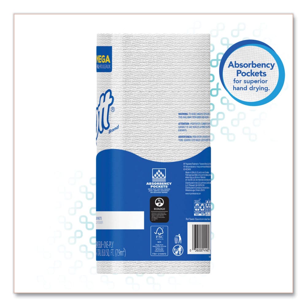 Kitchen Roll Towels, 1-Ply, 11 x 8.75, White, 128/Roll, 20 Rolls/Carton - Image 3