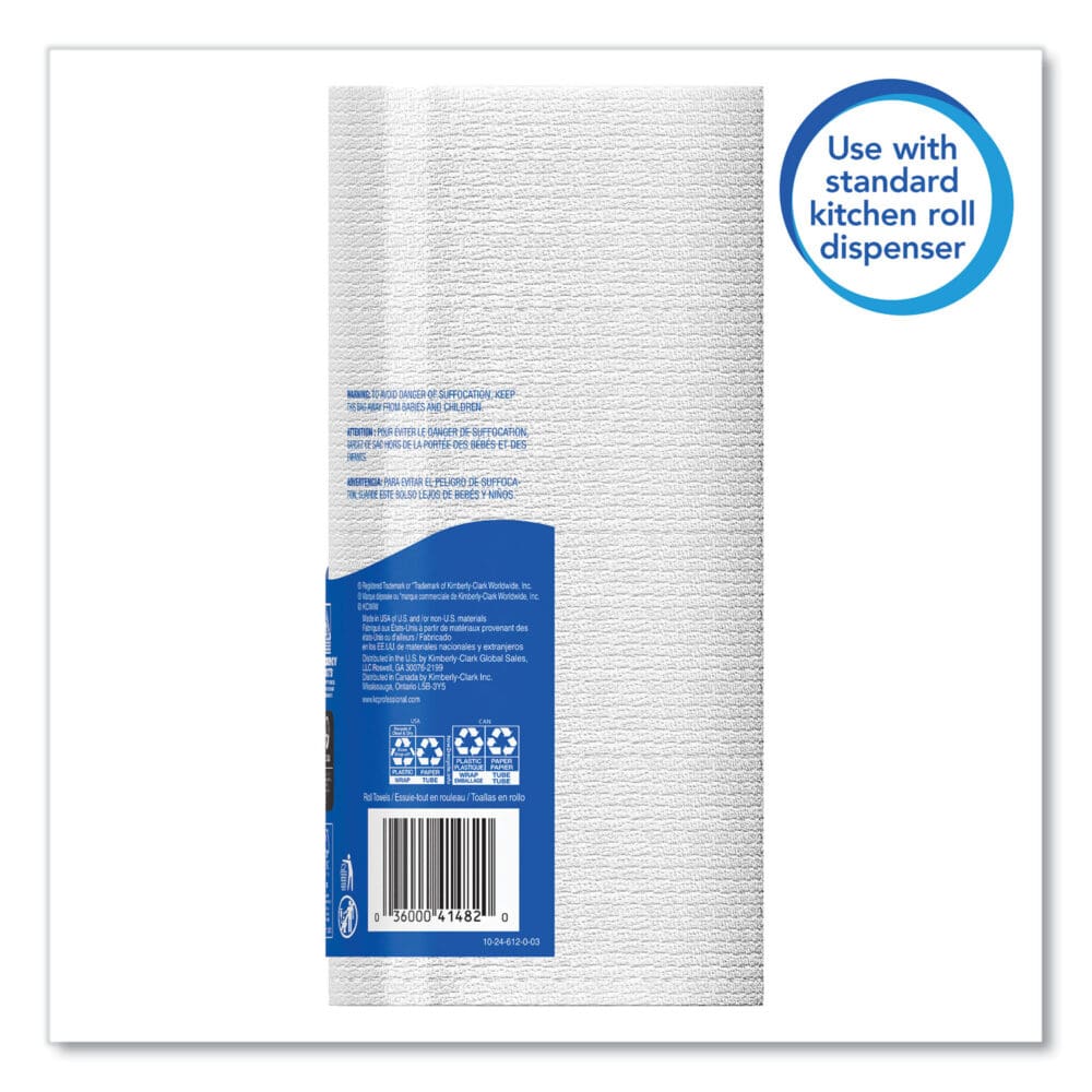 Kitchen Roll Towels, 1-Ply, 11 x 8.75, White, 128/Roll, 20 Rolls/Carton - Image 4