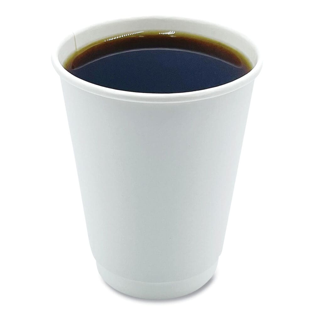 Paper Hot Cups, Double-Walled, 12 oz, White, 500/Carton - Image 2