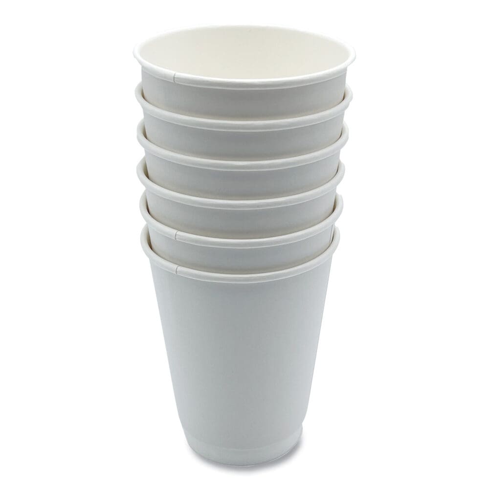 Paper Hot Cups, Double-Walled, 12 oz, White, 500/Carton - Image 3