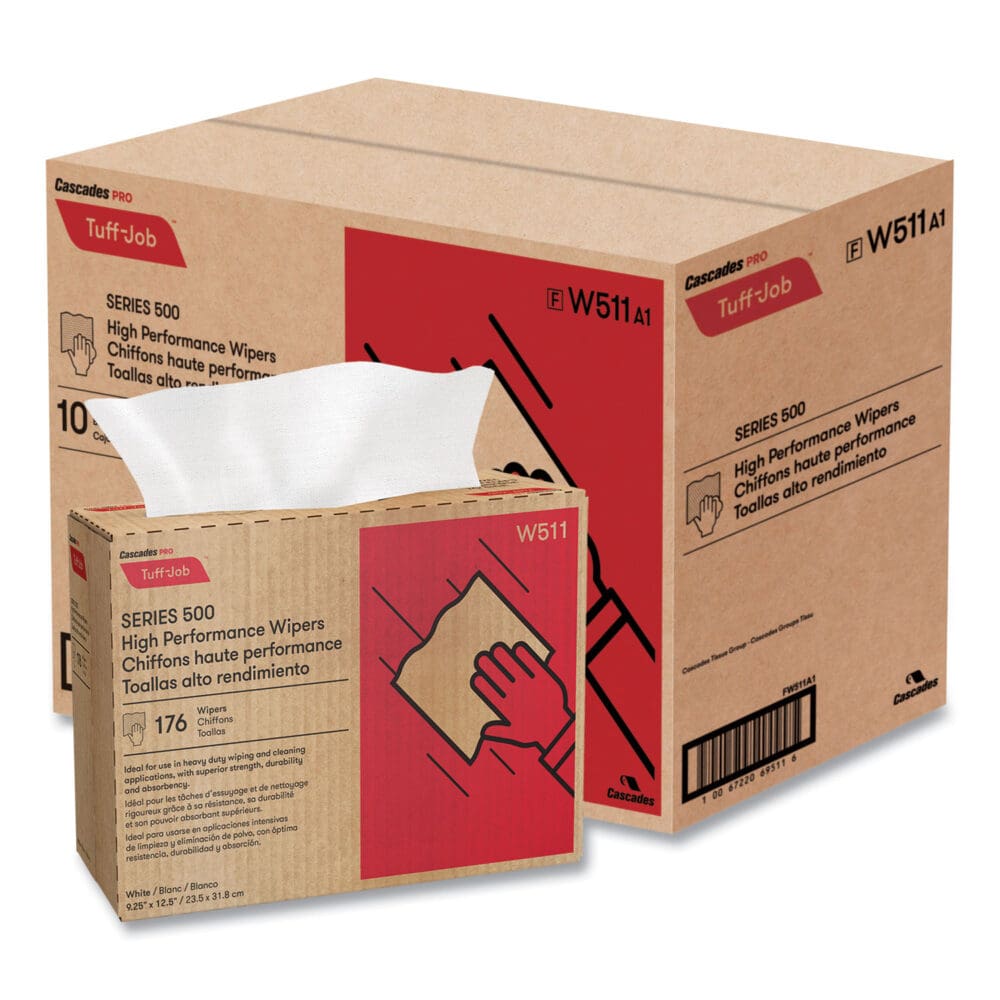 Tuff-Job S500 High Performance Wipers, 9.25 x 12.5, White, 176/Box, 10 Box/Carton - Image 3