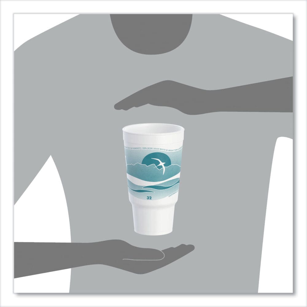 Horizon Hot/Cold Foam Drinking Cups, 32 oz, Teal/White, 16/Bag, 25 Bags/Carton - Image 5