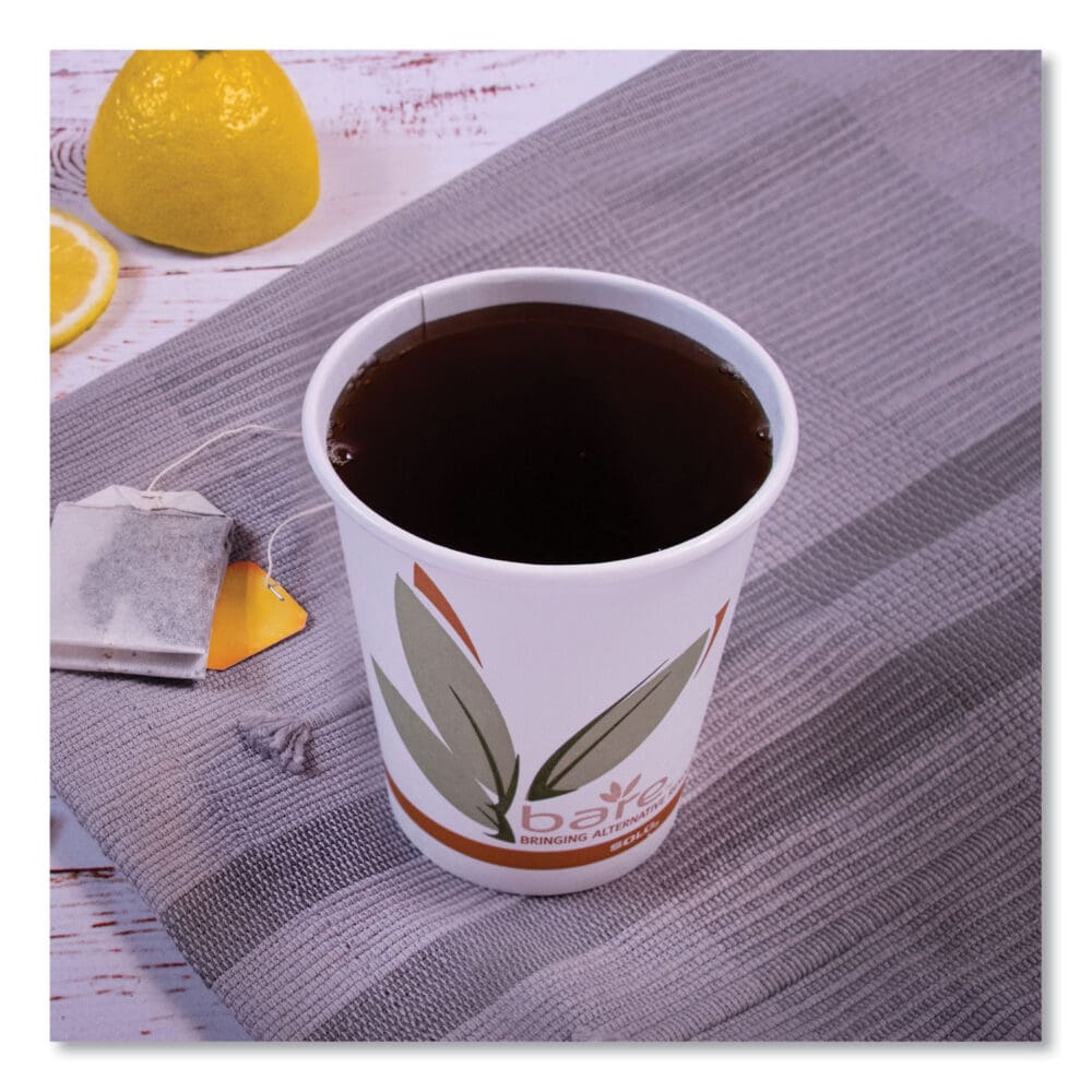 Bare Eco-Forward Recycled Content PCF Paper Hot Cups, ProPlanet Seal, 10 oz, Green/White/Beige, 1,000/Carton - Image 4