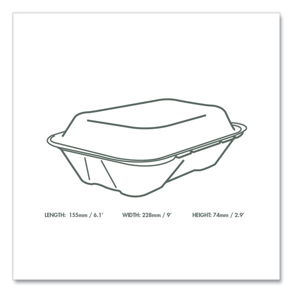 Nourish Molded Fiber Takeout Containers, 6.1 x 9 x 2.9, Natural, Sugarcane, 200/Carton - Image 4