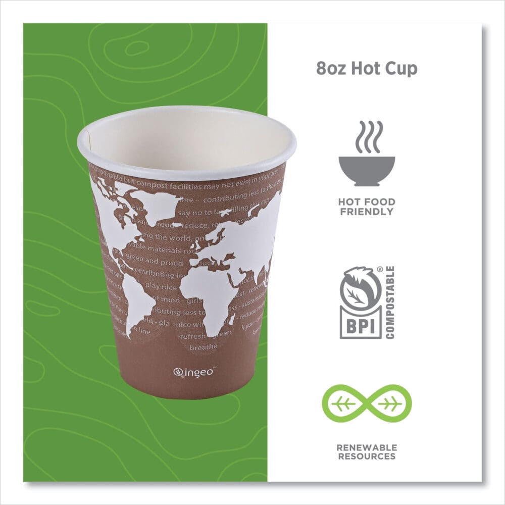 World Art Renewable and Compostable Hot Cups, 8 oz, Plum, 50/Pack - Image 3