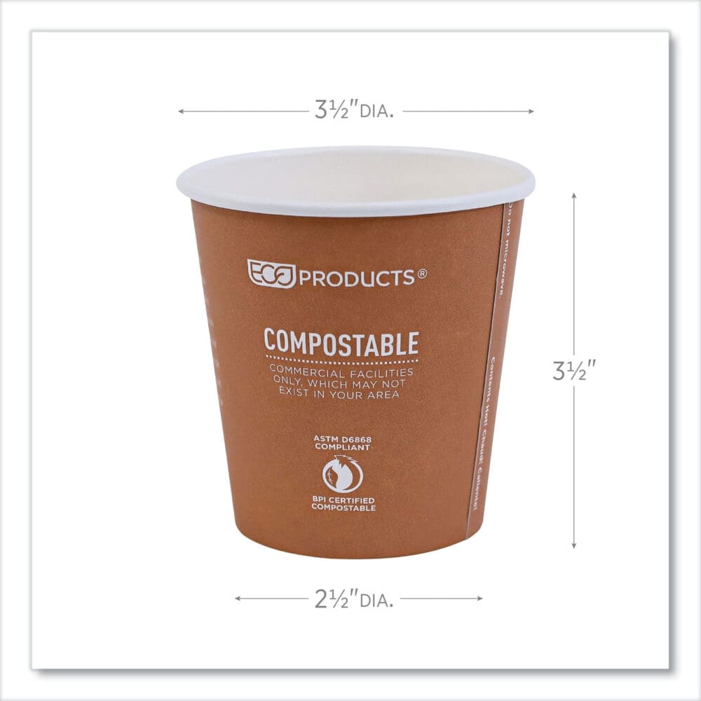 World Art Renewable and Compostable Hot Cups, 10 oz, 50/Pack, 20 Packs/Carton - Image 2