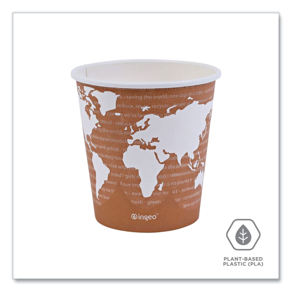 World Art Renewable and Compostable Hot Cups, 10 oz, 50/Pack, 20 Packs/Carton - Image 4