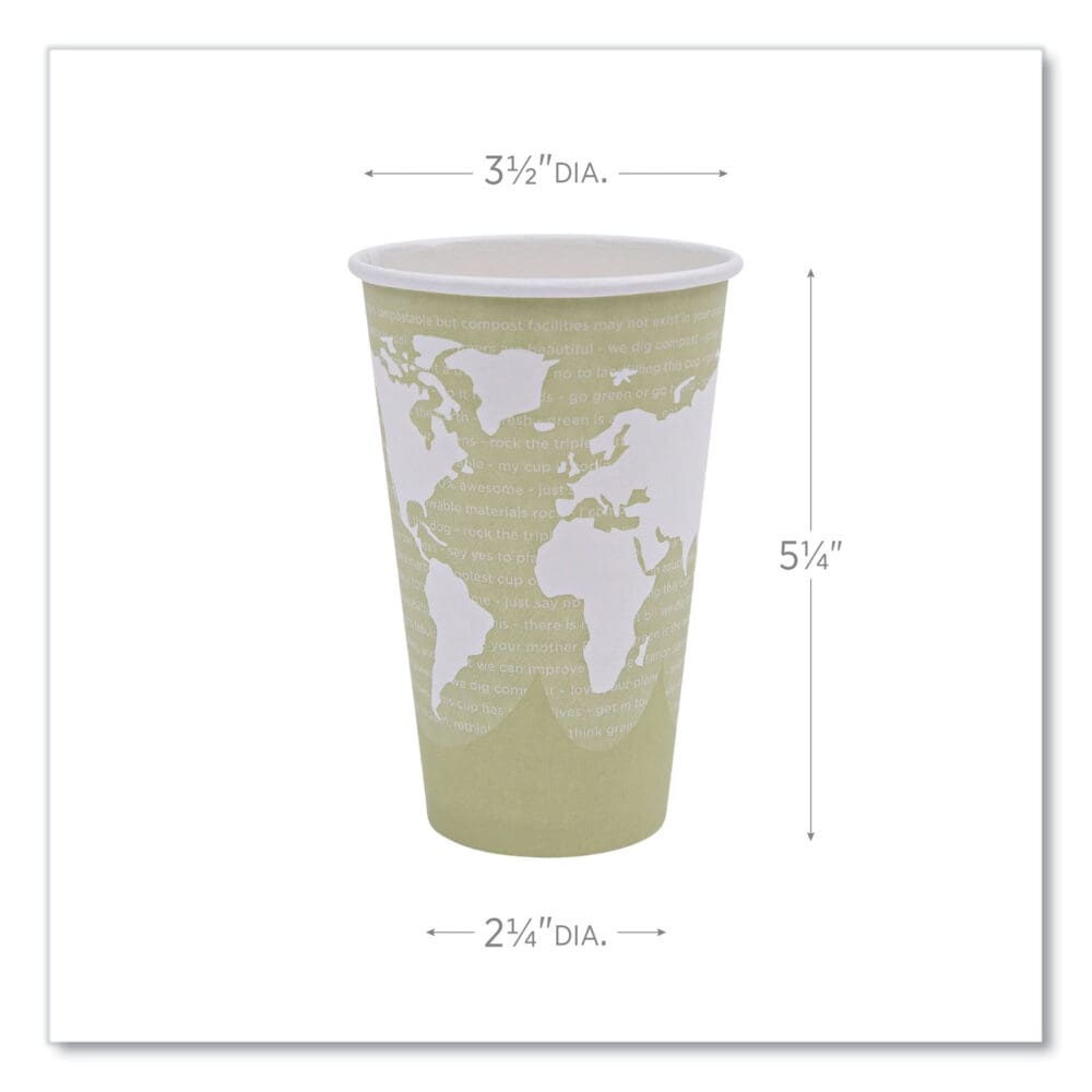 World Art Renewable and Compostable Hot Cups, 16 oz, 50/Pack, 20 Packs/Carton - Image 3