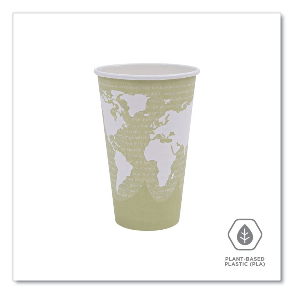 World Art Renewable and Compostable Hot Cups, 16 oz, Moss, 50/Pack - Image 5