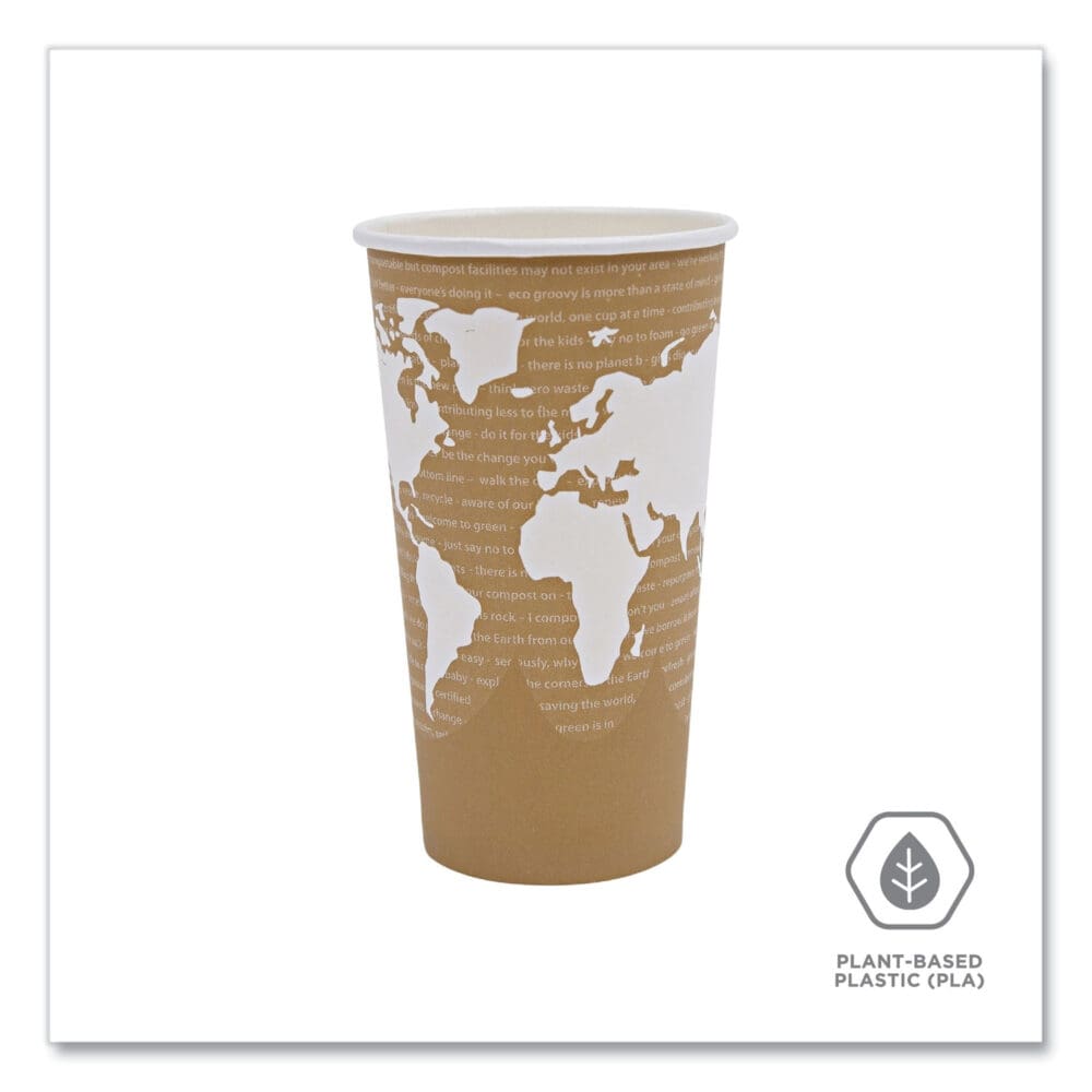 World Art Renewable and Compostable Hot Cups, 20 oz, 50/Pack, 20 Packs/Carton - Image 5