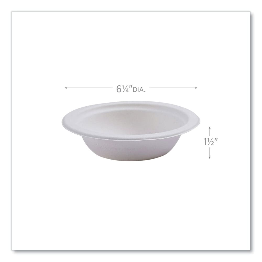 Vanguard Renewable and Compostable Sugarcane Bowls, 12 oz, White, 1,000/Carton - Image 2