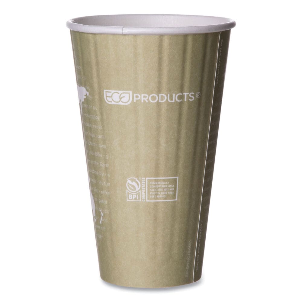 World Art Renewable and Compostable Insulated Hot Cups, PLA, 16 oz, 40/Packs, 15 Packs/Carton - Image 3