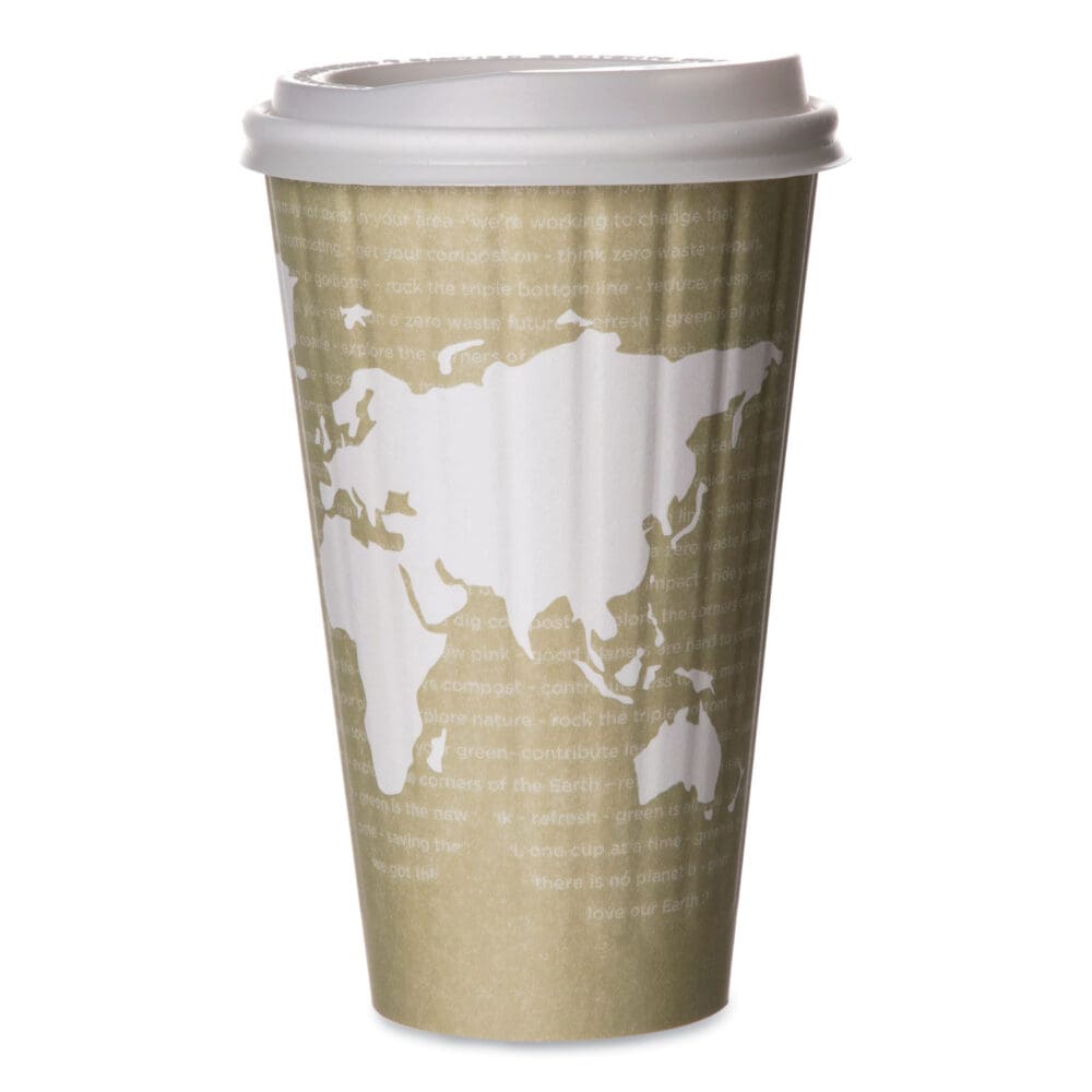 World Art Renewable and Compostable Insulated Hot Cups, PLA, 16 oz, 40/Packs, 15 Packs/Carton - Image 2