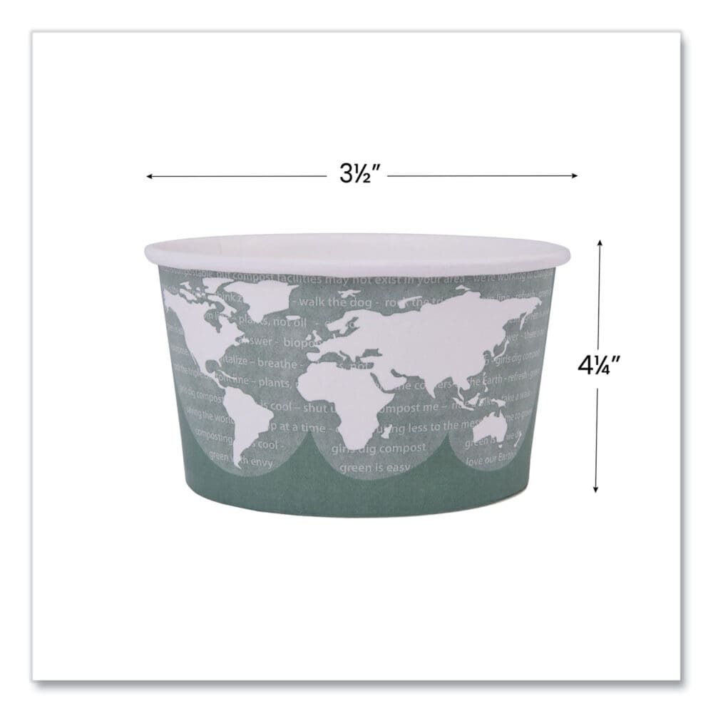 World Art Renewable and Compostable Food Container, 12 oz, 4.05 Diameter x 2.5 h, Green, Paper, 25/Pack, 20 Packs/Carton - Image 2