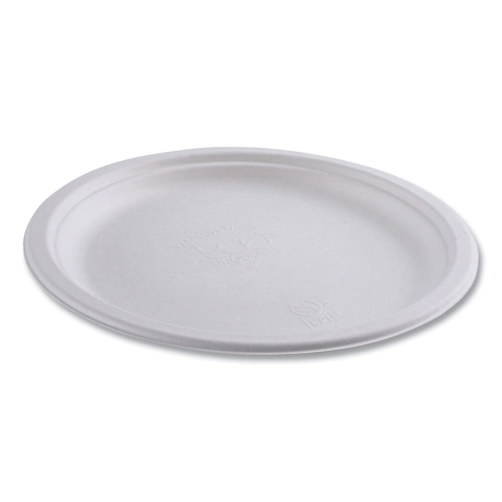 Renewable Sugarcane Plates, 10" dia, Natural White, 500/Carton - Image 3