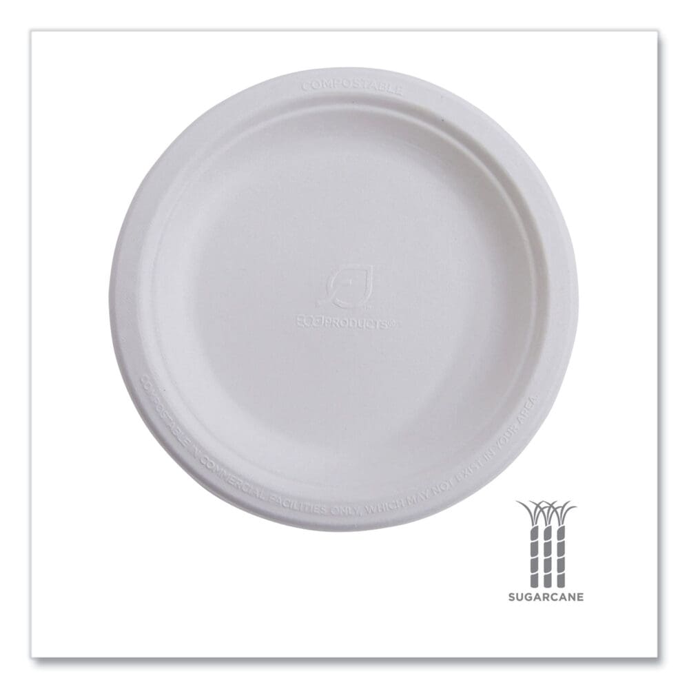 Renewable Sugarcane Plates, 10" dia, Natural White, 500/Carton - Image 7