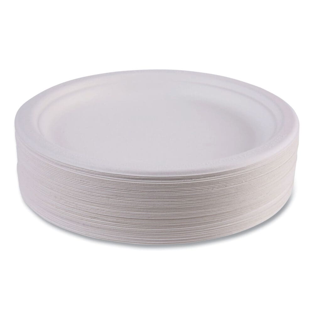 Renewable Sugarcane Plates, 9" dia, Natural White, 50/Packs - Image 8