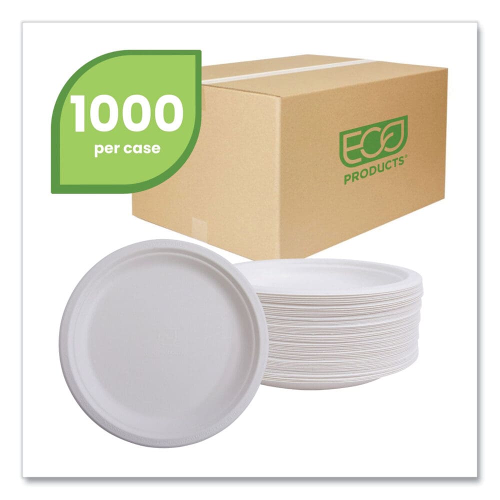 Renewable Sugarcane Plates, 6" dia, Natural White, 1,000/Carton - Image 11