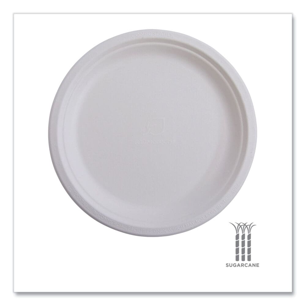 Renewable Sugarcane Plates, 6" dia, Natural White, 1,000/Carton - Image 5