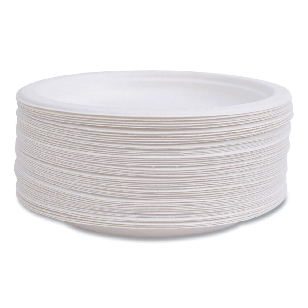 Renewable Sugarcane Plates, 6" dia, Natural White, 1,000/Carton - Image 7