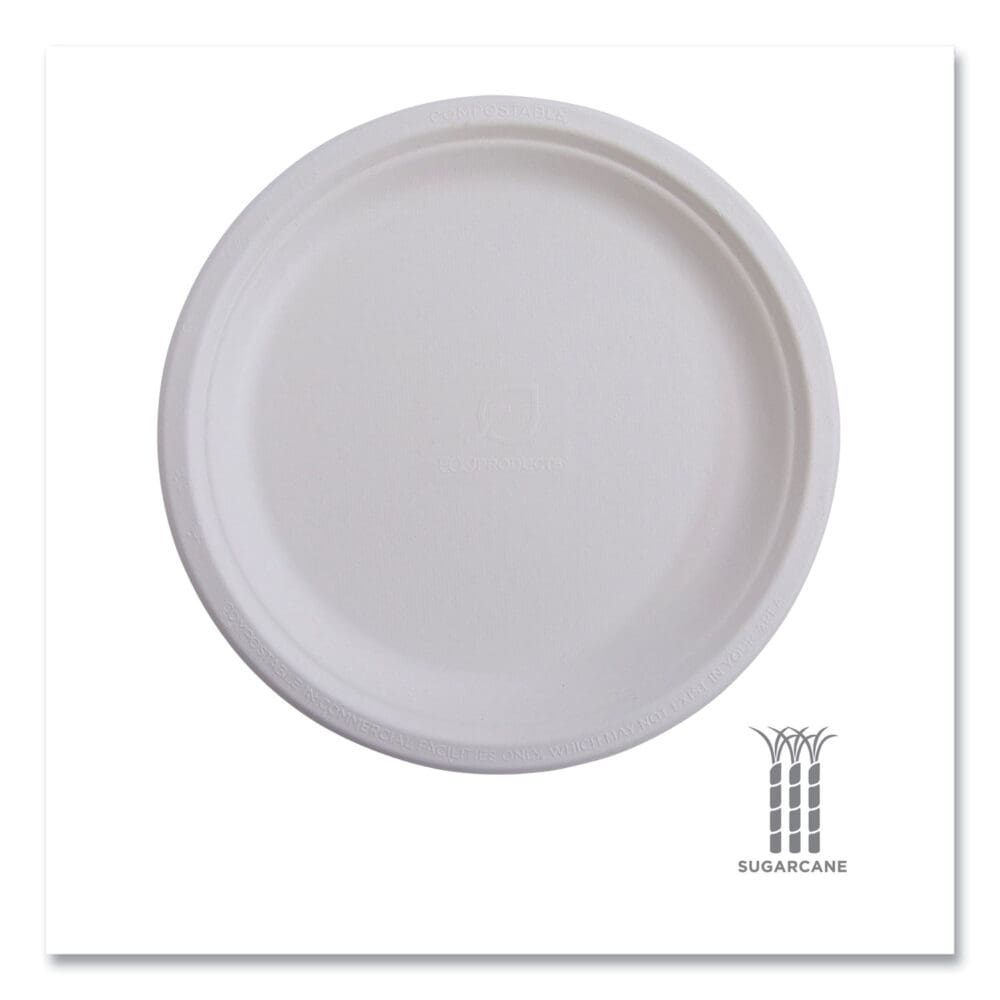 Vanguard Renewable and Compostable Sugarcane Plates, 6" dia, White, 1,000/Carton - Image 5