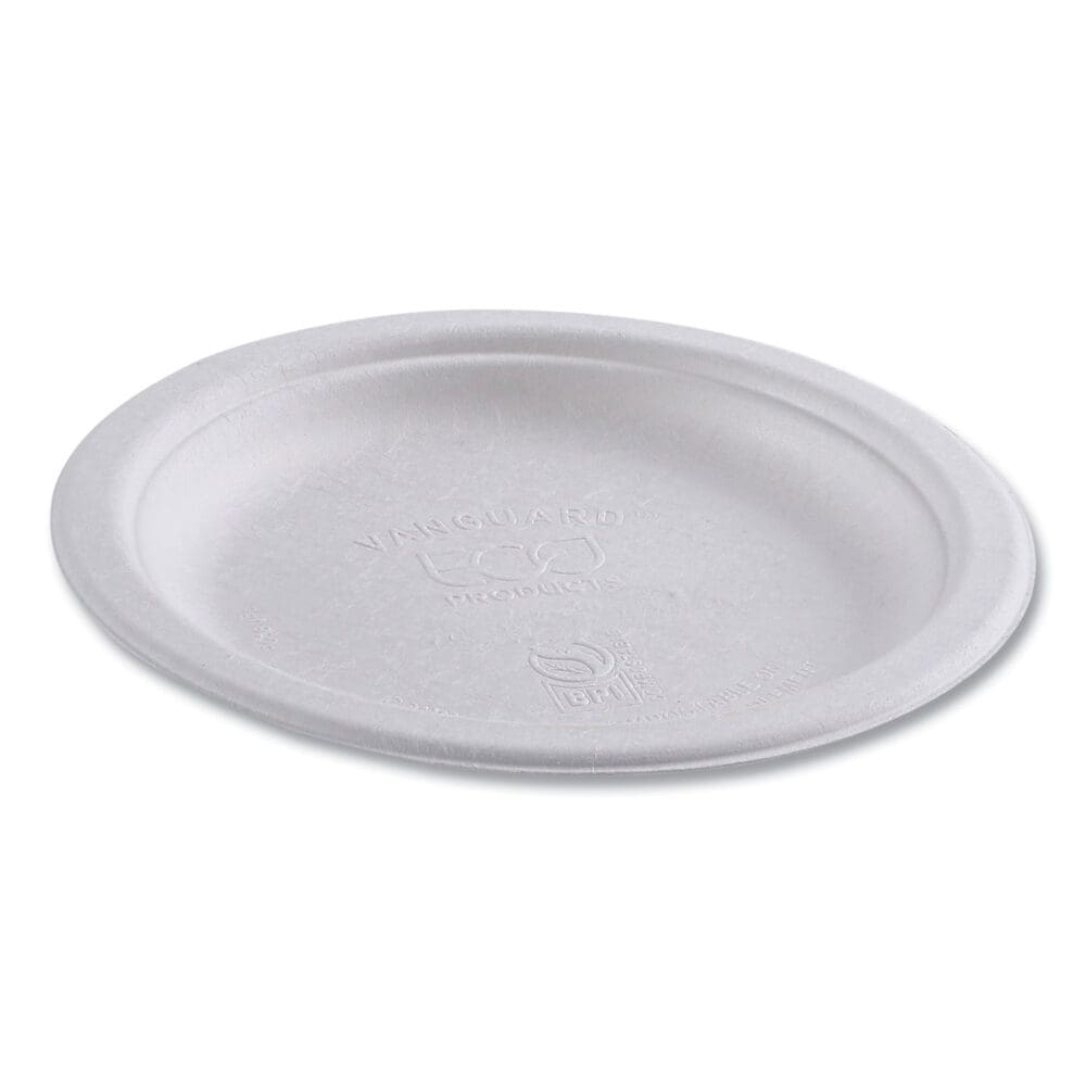 Vanguard Renewable and Compostable Sugarcane Plates, 6" dia, White, 1,000/Carton - Image 10