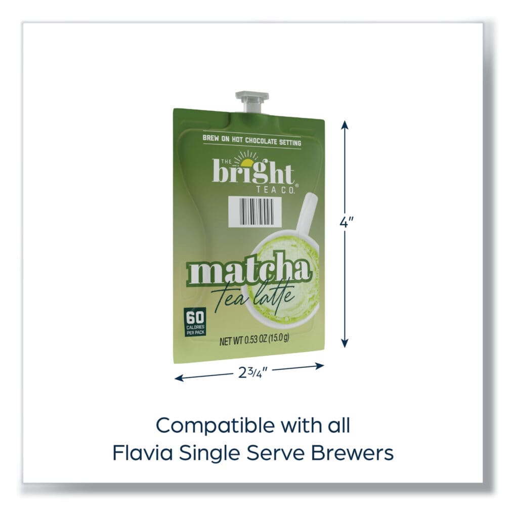 Bright Tea Co. Matcha Latte Freshpack, Matcha Tea Latte, 0.53 oz Pouch, 72/Carton - Image 3