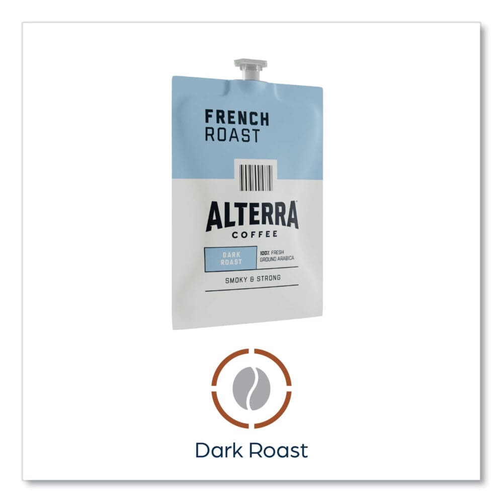 Alterra French Roast Coffee Freshpack, French Roast, 0.32 oz Pouch, 100/Carton - Image 4