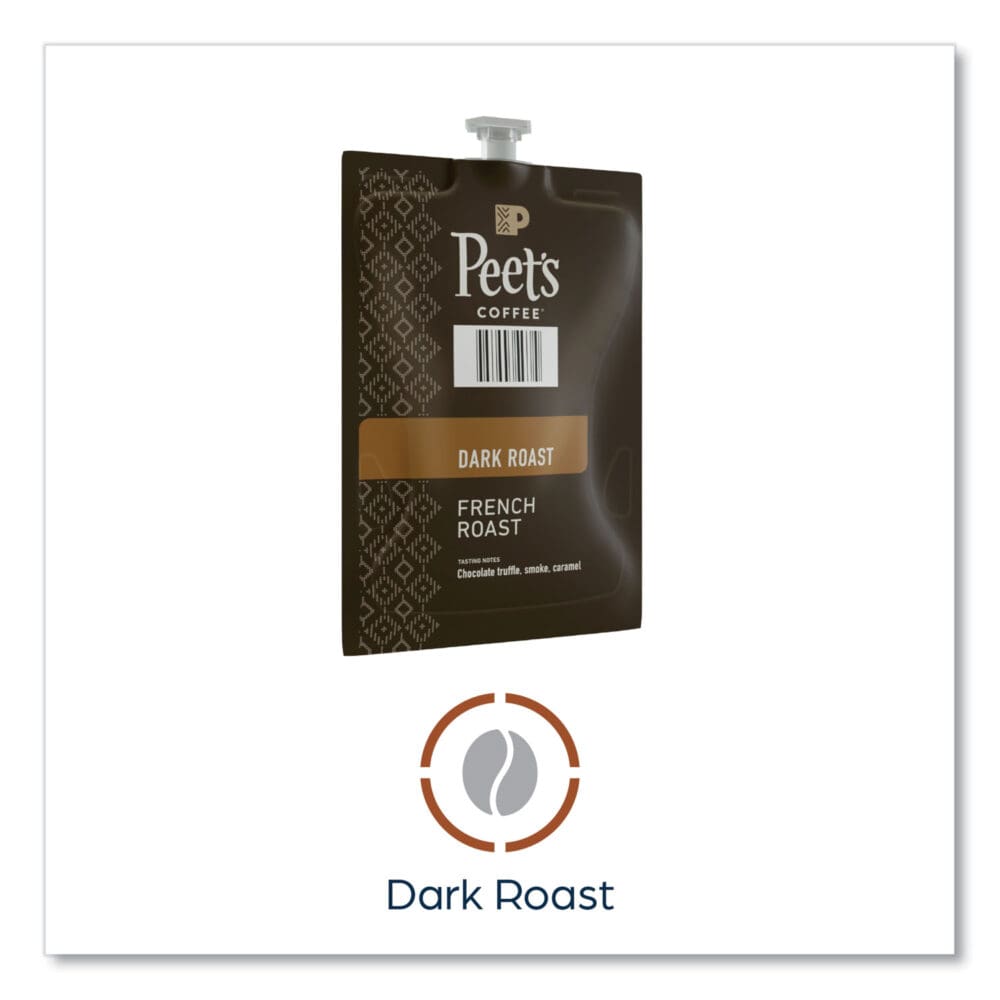 Peet's French Roast Coffee Freshpack, French Roast, 0.35 oz Pouch, 76/Carton - Image 2