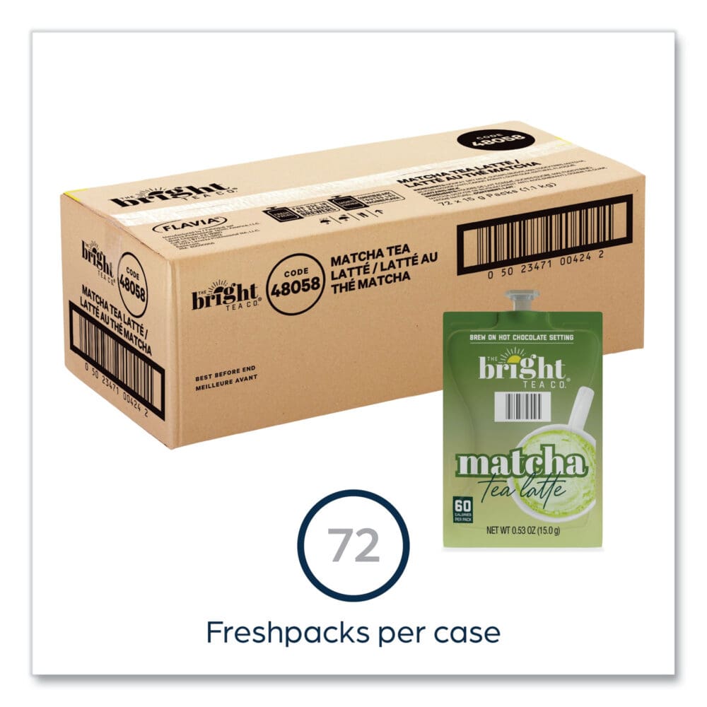 Bright Tea Co. Matcha Latte Freshpack, Matcha Tea Latte, 0.53 oz Pouch, 72/Carton - Image 7