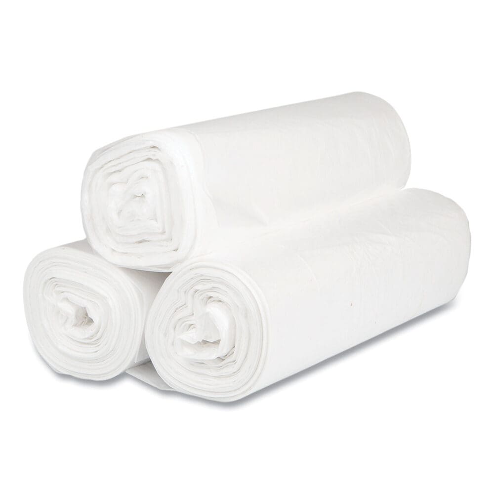 High-Density Commercial Can Liners, 45 gal, 16 mic, 40" x 48", Clear, 25 Bags/Roll, 10 Interleaved Rolls/Carton - Image 2