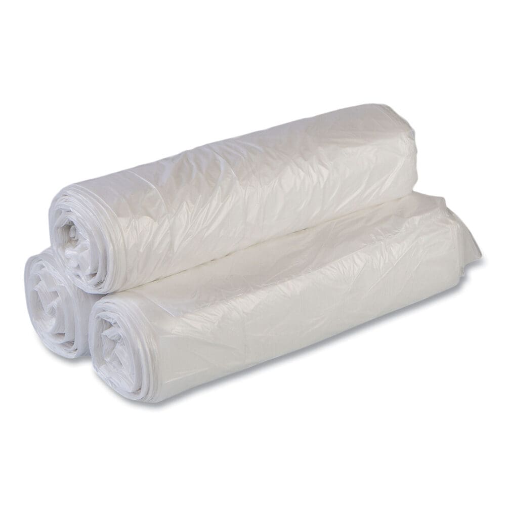 High-Density Commercial Can Liners Value Pack, 33 gal, 10 mic, 33" x 39", Clear, 25 Bags/Roll, 20 Interleaved Rolls/Carton - Image 3