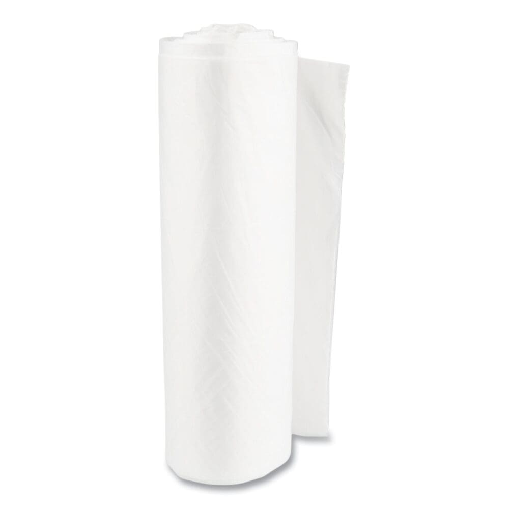 High-Density Commercial Can Liners Value Pack, 60 gal, 14 mic, 38" x 58", Clear, 25 Bags/Roll, 8 Interleaved Rolls/Carton - Image 2