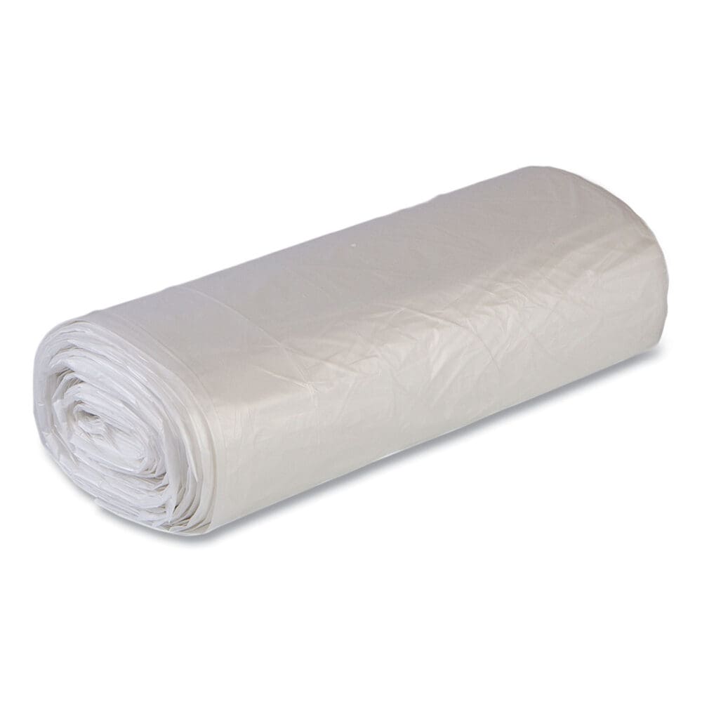 High-Density Commercial Can Liners Value Pack, 60 gal, 14 mic, 43" x 46", Clear, 25 Bags/Roll, 8 Interleaved Rolls/Carton - Image 3