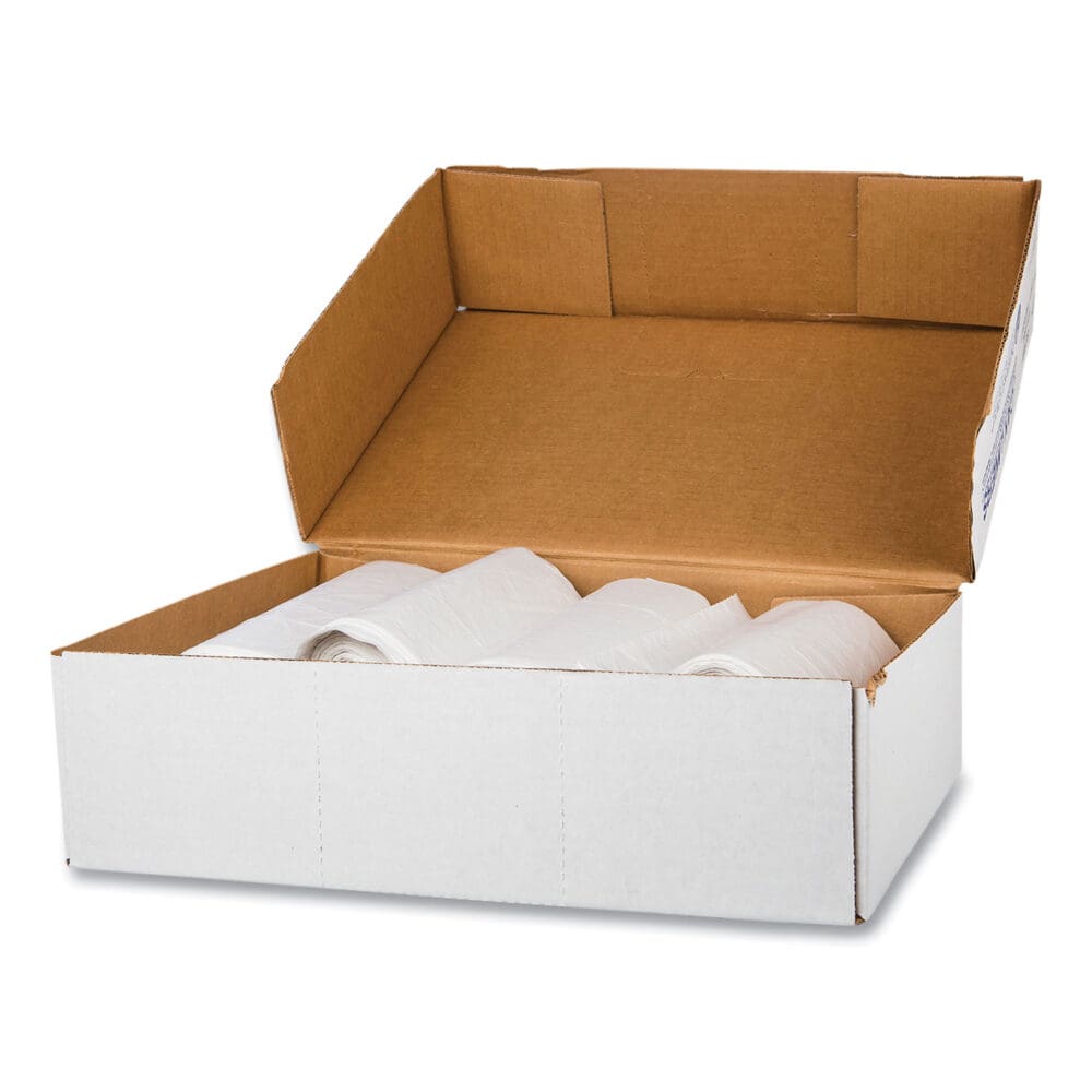 High-Density Commercial Can Liners, 60 gal, 12 mic, 38" x 60", Clear, 25 Bags/Roll, 8 Interleaved Rolls/Carton - Image 5