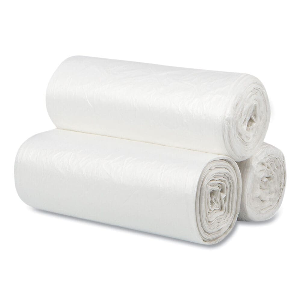 High-Density Commercial Can Liners, 60 gal, 12 mic, 38" x 60", Clear, 25 Bags/Roll, 8 Interleaved Rolls/Carton - Image 2